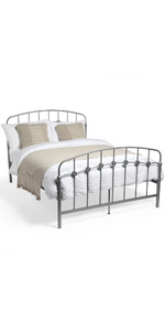 BTFY Bedframe, Silver Double Bed, Ornate Metal Bedframe, Under Bed Storage Space