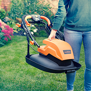 LawnMaster Mulching HOver lawnmower compact storage