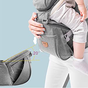 child hipseat carrier 6 months 1 year 12 mounths 20kg Soft Cotton for outdoor shopping travel gray