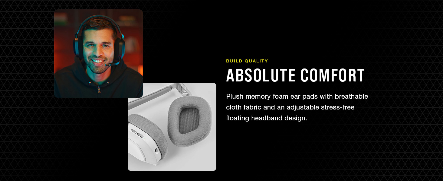 comfortable gaming headset, comfortable headset, memory foam ear pads