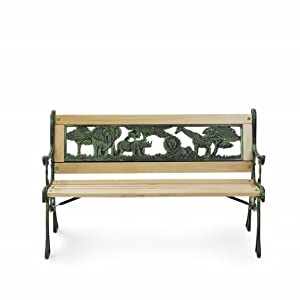 Wooden and metal park bench, 80 kg, 82 x 39 x 50 cm, children's mini bench