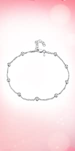 Amberta 925 Sterling Silver Adjustable Anklet - Classic Chain Ankle Bracelets - 9