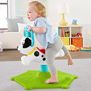 Fisher-Price GHY03 Bounce and Spin Puppy, Stationary Musical Ride-On Toy, Multicolour