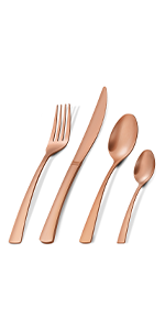 matt rose gold silverware set
