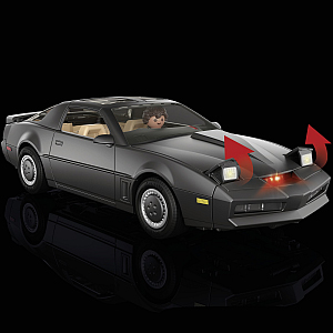 Playmobil knight rider kitt toy with red arrows illustrating features