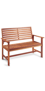Vonhaus Hardwood Garden Bench Waterproof Weather Resistant Indoor Outdoor