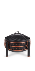 Vonhaus Black; Copper Fire Pit Bbq/Grill - Round Freestanding Outdoor/Garden/Patio Log Burner