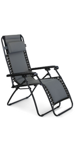 VonHaus Premium Padded Zero Gravity Chair - Heavy Duty Textoline Outdoor Folding & Reclining Sun