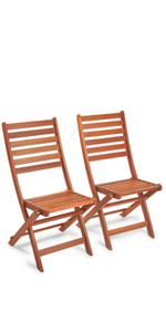 VonHaus Set of 2 Wooden Folding Chairs