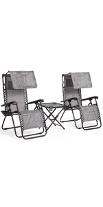 Zero Gravity Table and Chair Set with Canopy