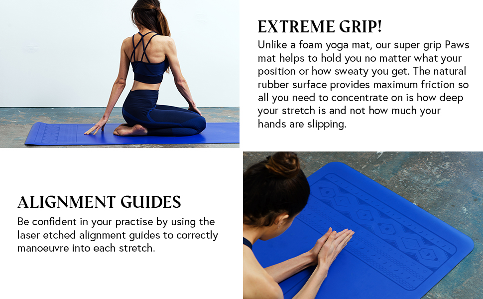 Yogi Bare Lunar Paws Yoga Mat Extreme grip natural vegan rubber alignment guides hygienic