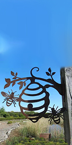  Bee Wall Art Rusty Metal Bee Hive For Garden Decor Outdoor Wall Ornaments