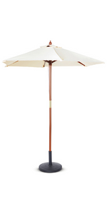Ivory Cream 2m Wooden Garden Parasol
