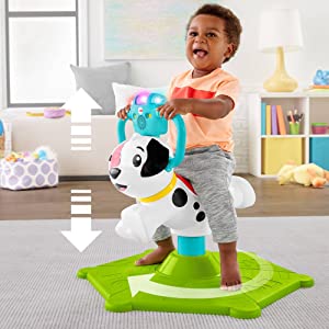 Fisher-Price GHY03 Bounce and Spin Puppy, Stationary Musical Ride-On Toy, Multicolour