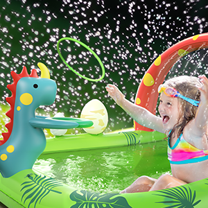 kids paddling pool swimming pool rainbow ring jungle adventure inflatable water play center slide