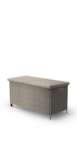 Vonhaus Rattan Cushion Storage Box, Outdoor Chest With Lockable Lid, Storage Trunk for Garden