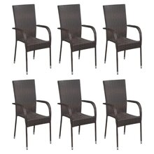 vidaXL Stackable Outdoor Chairs 6 pcs Poly Rattan Brown