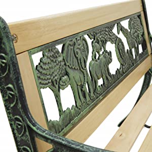 Wooden and metal park bench, 80 kg, 82 x 39 x 50 cm, children's mini bench