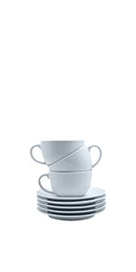 Argon Tableware Large Cappuccino Coffee Cup and Saucer Set White Crockery