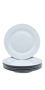 Argon Tableware White Porcelain White Rimmed Dinner Plate Porcelain China Crockery