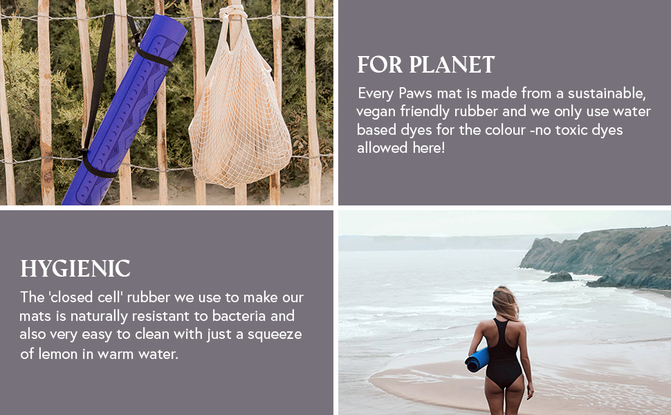 Yogi Bare Lunar Paws Yoga Mat Extreme grip natural vegan rubber alignment guides hygienic