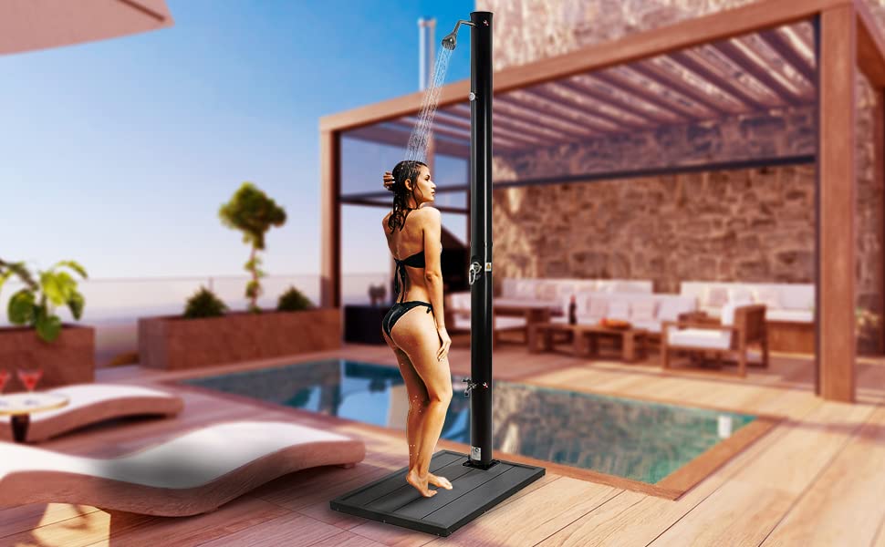 4260627428106_Solardusche 20 L schwarz mit Bodenplatte Anthrazit