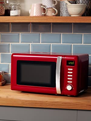 Retro Red Microwave in Kitchen