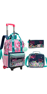 Girls Rolling Backpack Set