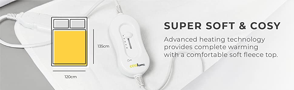 Cosi Home Electric Blanket MultiZone Multi-Zone Luxury Dual Control Heating Zones Throw Blanket