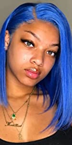 blue bob wig