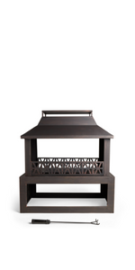 VonHaus Steel Outdoor Fireplace Log Storage Brushed bronze Metallic Garden Fire Pit