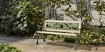 Wooden and metal park bench, 80 kg, 82 x 39 x 50 cm, children's mini bench