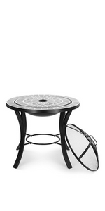 VonHaus Mosaic Fire Pit Coffee Table - Garden Brazier BBQ Outdoor Bowl Patio Heater - Grey