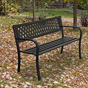 909 OUTDOOR, steel, bench, outside, garden bench, 2 people, black, water resistent