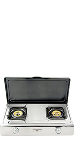 NJ NSD-2C Portable Indoor Gas Stove 2 Burner 70cm Caravan LPG 7.2kW WOK