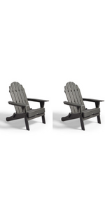 VonHaus Folding Adirondack Chairs Set of 2 – Durable All Weather Recycled Plastic Fire