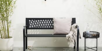 909 OUTDOOR, Steel, bench, outside, garden bench, 2 people, black, water resistent
