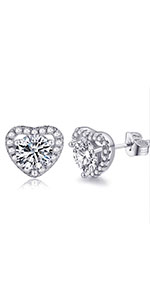 Sterling Silver Diamond Studs Earrings