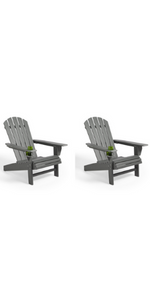 VonHaus Adirondack Chairs Set of 2 – Fire Pit Chairs Made from Durable All Weather