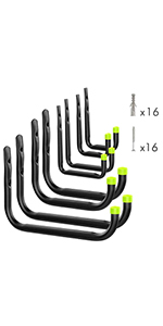 8 Pack / 4 Size Utility Garage Hooks Set
