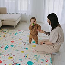 FOLDABLE & REVERSIBLE Extra Large format flexible activity mat that is easy to carry activity play