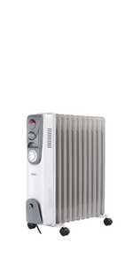 VonHaus Oil Filled Radiator 11 Fin Electric Heater Adjustable Temperature/Thermostat Thermal Safety