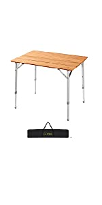 Adjustable camping table