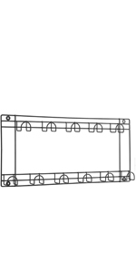 double garden tool rack 11 hooks black powder coated storage organiser hanger hanging shed