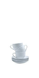 Argon Tableware Small Cappuccino Coffee Cup and Saucer Set White Crockery