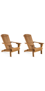 VonHaus Folding Adirondack Chairs Set of 2 - Outdoor Garden Furniture made from Acacia Hardwood