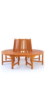 Tree bench hardwood wooden outdoor furniture garden round multi-person FSC certified 