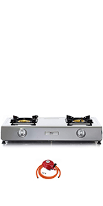 NJ NSD-2 Portable Indoor Caravan Gas Stove 2 Burner Cooktop Cooker Stainless Steel 7.2 KW LPG