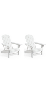 VonHaus Set of 2 White Adirondack Chairs - Outdoor Firepit Sun Lounger Seats with Strong, Durable