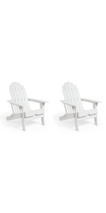 VonHaus Set of 2 White Adirondack Chairs - Outdoor Firepit Seats with Strong, Durable Fir Wood